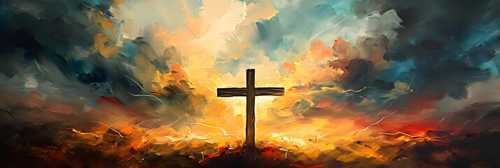 Fototapeta na wymiar Cross of Jesus painting