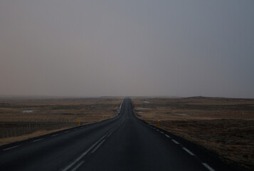 Fototapeta premium Open road on a winter day, Iceland 