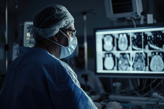Dedicated Doctor Analyzing Medical Imagery