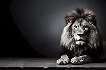 Majestic Lion with Space for Branding, King of the Jungle Beside Blank Signboard, Ideal for Powerful Marketing Campaigns
