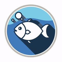 Flat logo illustration of Fish