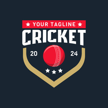 Cricket logo vector isolated. Cricket logo with shield background vector design