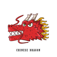 Line Art vector of Chinese Dragon. Jurassic Art. Chinese culture.