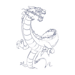Line Art vector of Chinese Dragon. Jurassic Art. Chinese culture.
