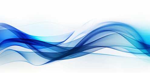 blue curved lines with white background, in the style of vibrant colorist, smokey background - obrazy, fototapety, plakaty