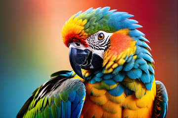 Obraz premium Close-up portrait of a beautiful colorful parrot with vibrant feathers