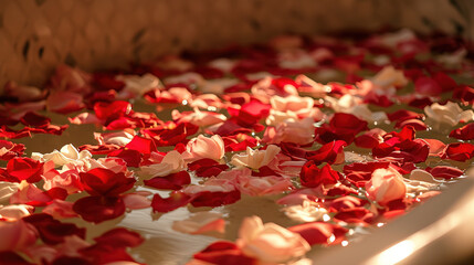 The mystical scent of roses in the bathroom: the mystery of the petals, the play of light and water