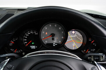 Car dashboard and speedometer