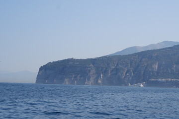 Fototapeta na wymiar Yacht floating in the Tyrrhenian Sea, Amalfi Coast, Italy 