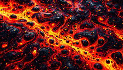 Fototapeta na wymiar Fiery Lava Flow - A Tapestry of Molten Beauty