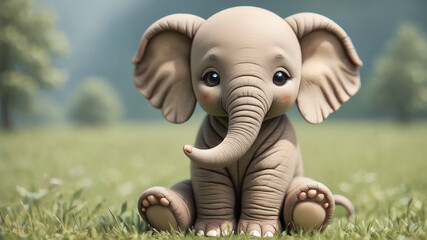 Baby elephant in the grass