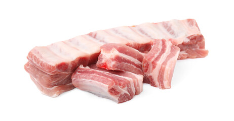 Fresh raw pork ribs isolated on white