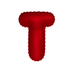 3d illustration red shiny balloon letter T