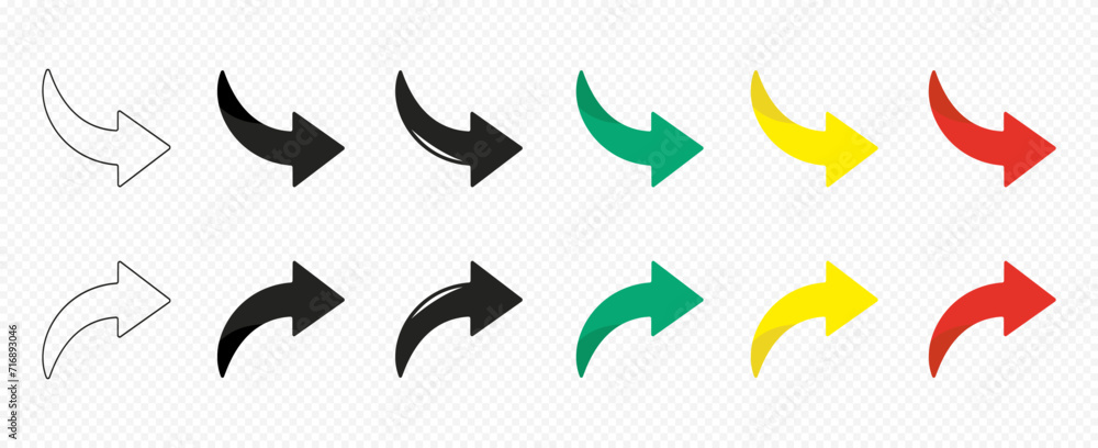 Poster arrow icon set. arrow isolated vector graphic. colored arrow symbols.
