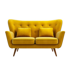 Yellow sofa ,modern and minimal furniture,Chair home decoration, isolated on white and transparent background