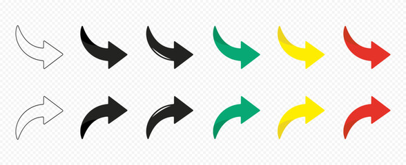 Arrow icon set.  Arrow isolated vector graphic. Colored arrow symbols.