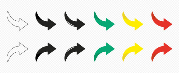 Arrow icon set.  Arrow isolated vector graphic. Colored arrow symbols.