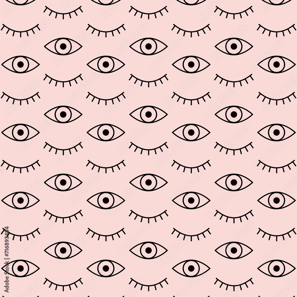 Poster eyes open and closed seamless pattern