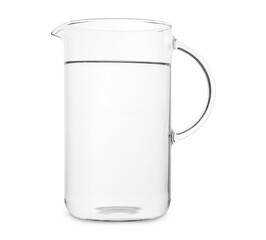 Glass jug with water isolated on white