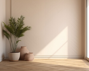 Fototapeta na wymiar Bungalow Style Hallway Mockup, 3D Mockup Render, Interior Design