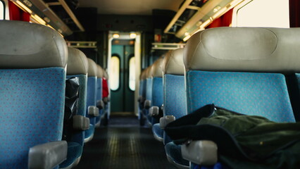Obraz premium European High-Speed Train Experience/ Moving Through Corridor