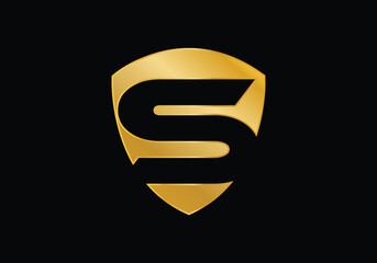 Shield logo design initial letter S with creative concept. Logo icon for business company and personal