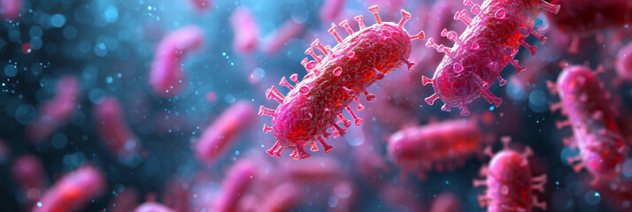 microscopic view of bacteria - obrazy, fototapety, plakaty