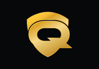 Shield logo design initial letter Q with creative concept. Logo icon for business company and personal