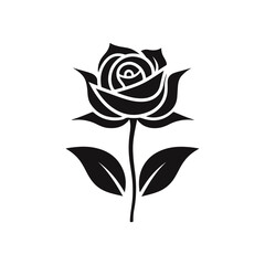Rose flowers isolated on a white background. Rose tattoo design. vector black and white illustration logo icon symbol design element