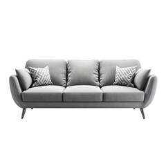Gray sofa ,modern and minimal furniture,Chair home decoration, isolated on white and transparent background