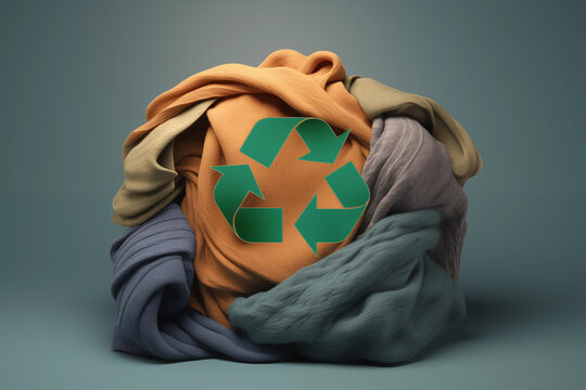 Eco-friendly clothing recycling concept. Generative AI image
