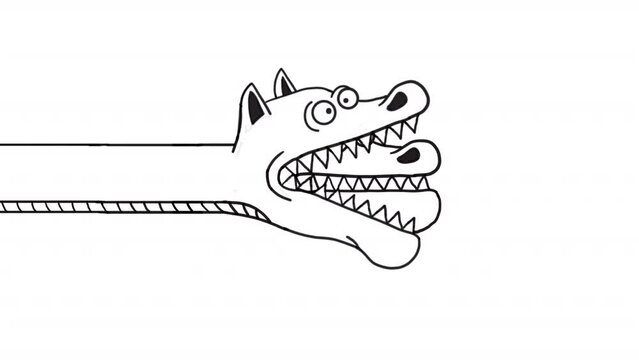 The head of a dragon or a snake devouring itself. Outline Looped animation with alpha channel