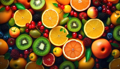 Abstract colourful fruits background  - obrazy, fototapety, plakaty
