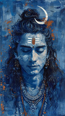 Beautiful modern painting of Hindu God Mahadev
