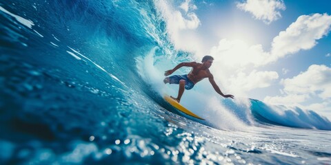surfer on the wave Generative AI - obrazy, fototapety, plakaty