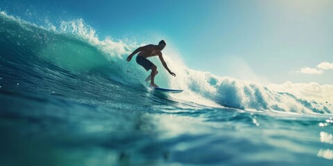 surfer on the wave Generative AI - obrazy, fototapety, plakaty