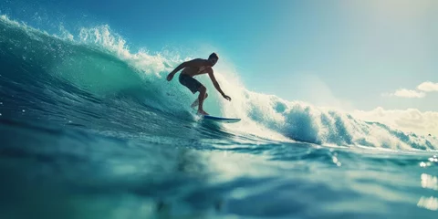 Fotobehang surfer on the wave Generative AI © València