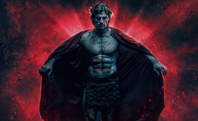 Heroic Warrior in Cape with Sword