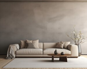 Modern Style Living Room Mockup, 3D Mockup Render, Interior Design