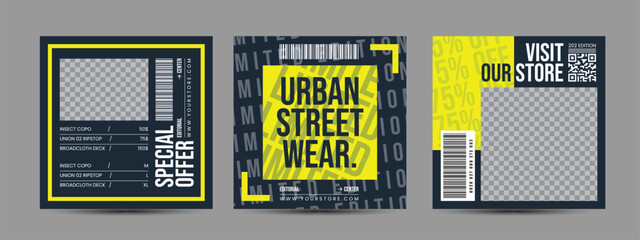 Hype social media post template set. Modern social media post bundle vector, Design editable template for social media posts	