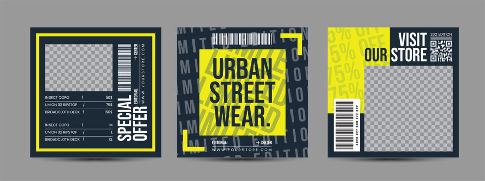 Hype social media post template set. Modern social media post bundle vector, Design editable template for social media posts	