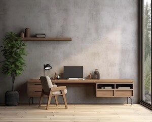 Ranch Style Home Office Mockup, 3D Mockup Render, Interior Design