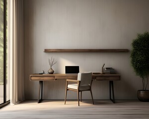 Ranch Style Home Office Mockup, 3D Mockup Render, Interior Design