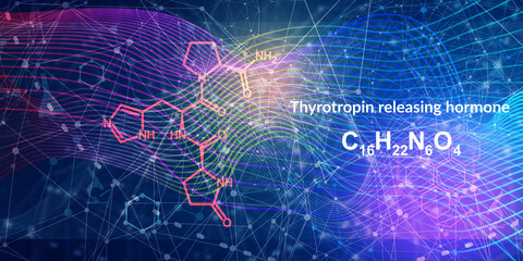 TRH or Thyrotropin releasing hormone chemical formula. Chemical molecular structure.