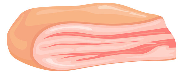 Raw bacon cartoon icon. Pork meat piece