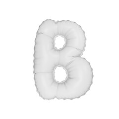 3d illustration white matt balloon letter B