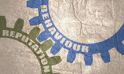 Influence of behavior on reputation concept. Text on the mechanism of gears.