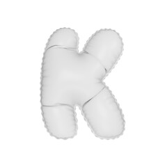 3d illustration white matt balloon letter K