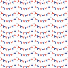 Red, white, and blue bunting seamless pattern. Gift wrapping, wallpaper, background. Independence Day (4th of July)