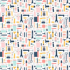 Tools and gadgets seamless pattern. Gift wrapping, wallpaper, background. International Mens Day
